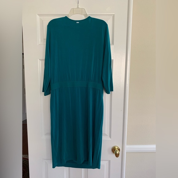 NWT Escada Dress: Teal, Draped Ruched Front, Stretchy Waist, Pull On. EU Size 44 - Picture 2 of 12